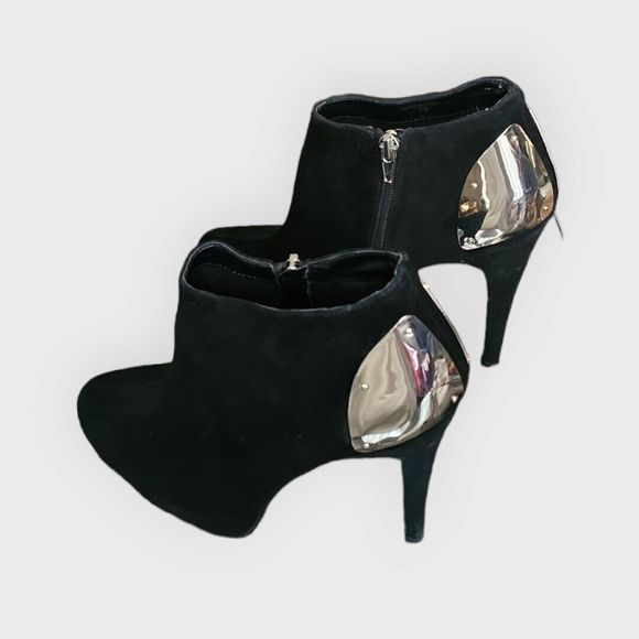 DV -  DOLCE VITA WOMEN'S "BANSI" ANKLE BOOT BLACK SUEDE GOLD ACCENTS US SIZE 7.5 - Picture 5 of 11